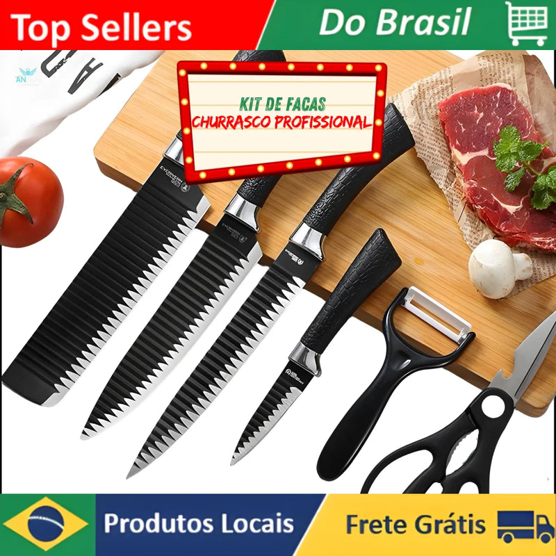 Kit de Facas Profissional de 6 Peças