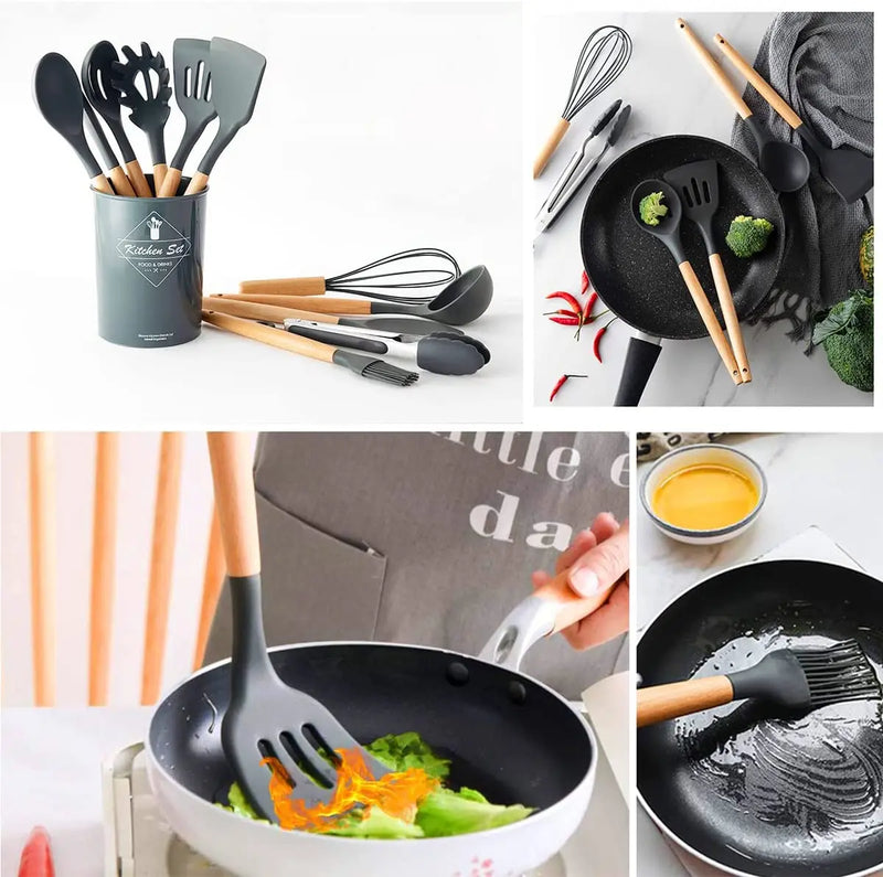 Kit de 12 Utensílios de Cozinha em Silicone